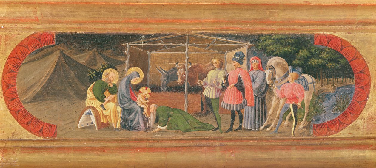 Quarata Predella, der skildrer magiernes tilbedelse, 1435-40 (tempera på panel) af Paolo Uccello