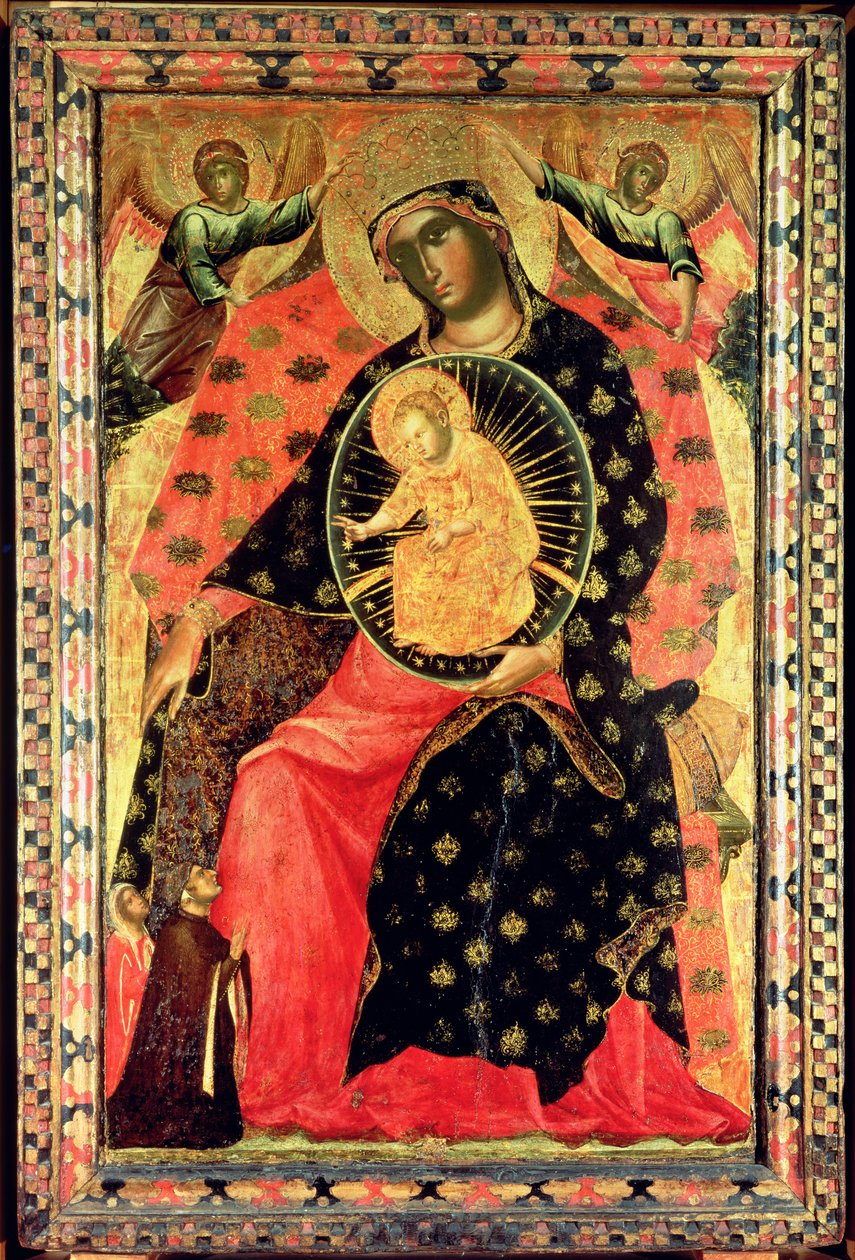 Madonna og barn troner med to hengivne mennesker af Paolo Veneziano