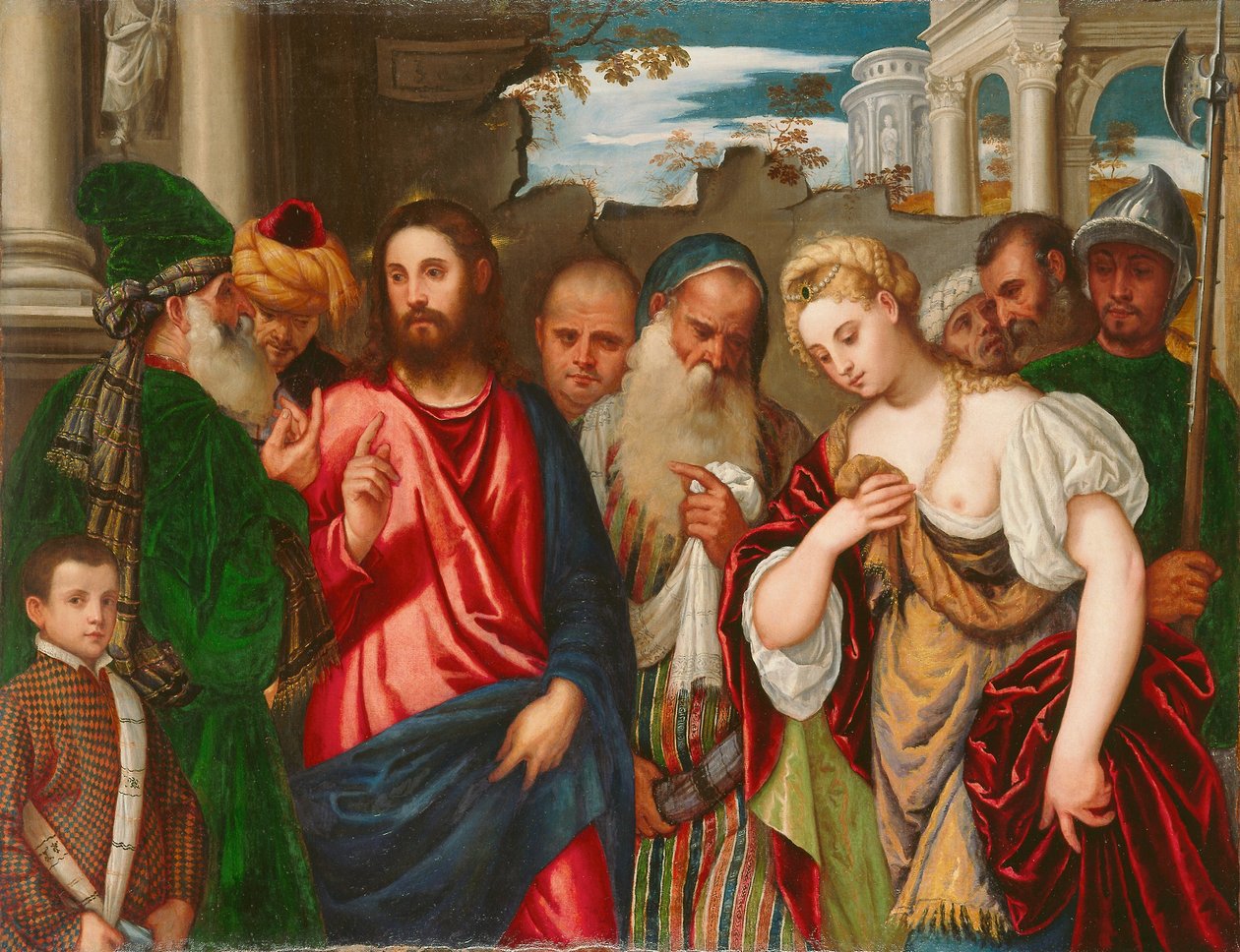 Kristus og kvinden taget i utroskab, ca. 1540 af Paolo Veronese
