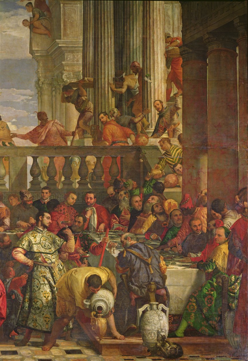 Bryllupsfesten i Kana, detalje af højre side, ca.1562 af Paolo Veronese