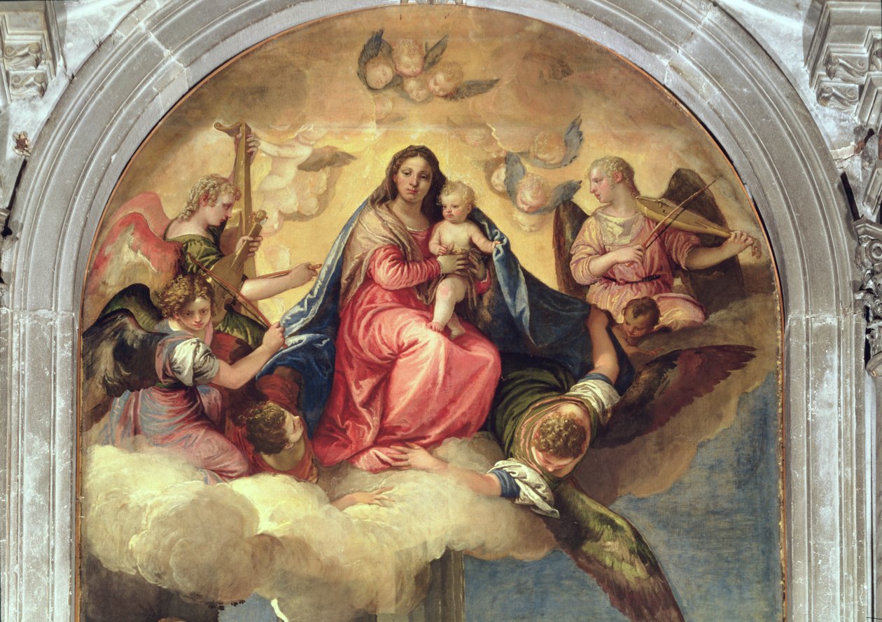 Jomfru og barn med englemusikere (detalje af 33414) af Paolo Veronese
