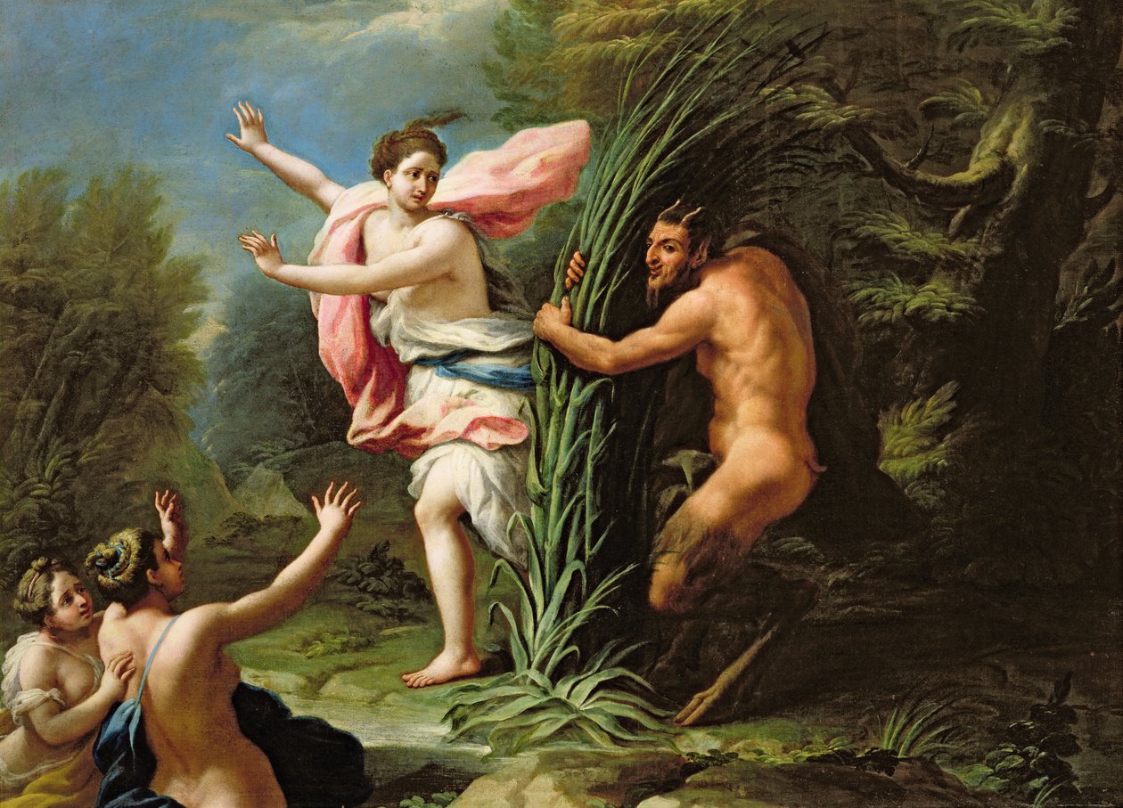 Pan og Syrinx (olie) af Paolo di Matteis