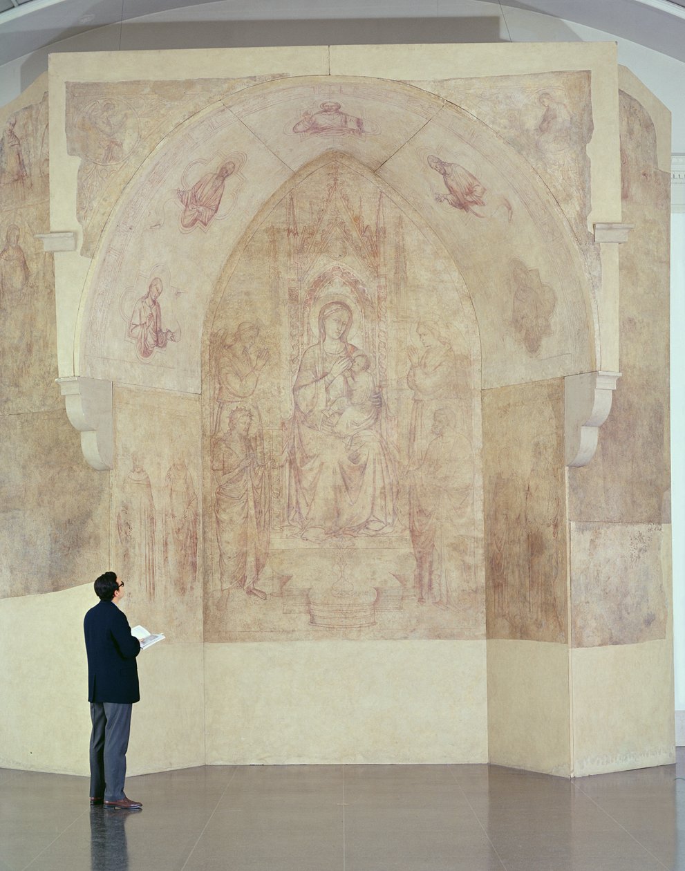 Madonna and Child Enthroned, tegning til en fresco (sinopia på papir) af Paolo di Stefano Badaloni Schiavo