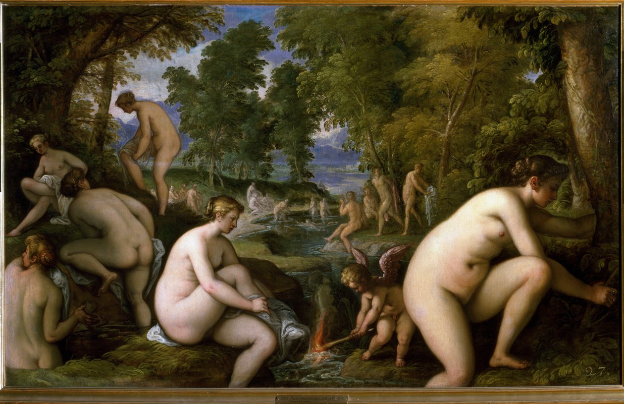 Amore letheo (Nøgne kvinder bader) (Maleri af Paolo  Fiammingo