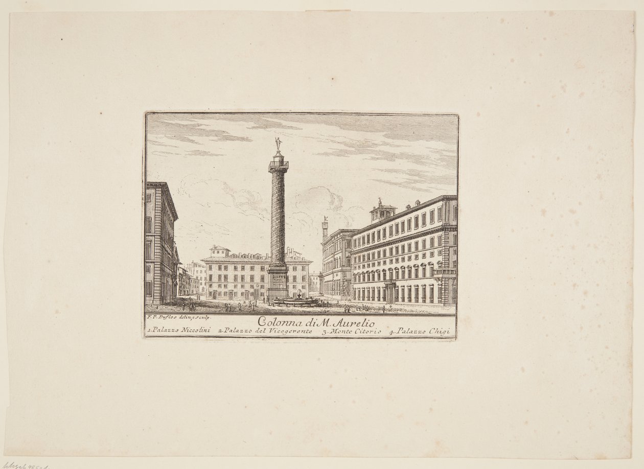Kolonne af M. Aurelio. 1. Palazzo Niccolini. 2. Palace of the vicegente. 3. Monte Cirio. 4. Palazzo Chigi af Paolo Anesi