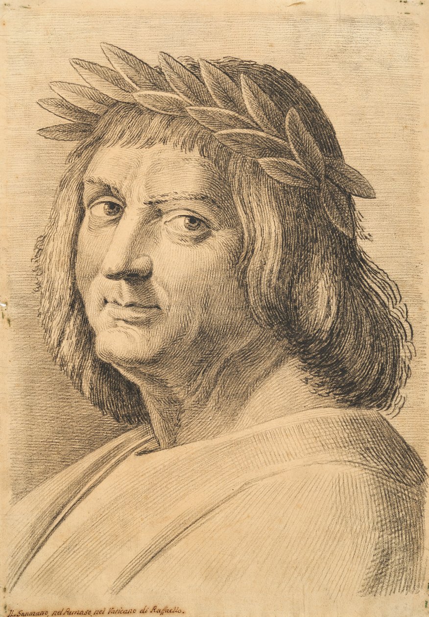 Torso og leder af en mand, fra 42 Studier af hoveder efter Raphael af Paolo Fidanza
