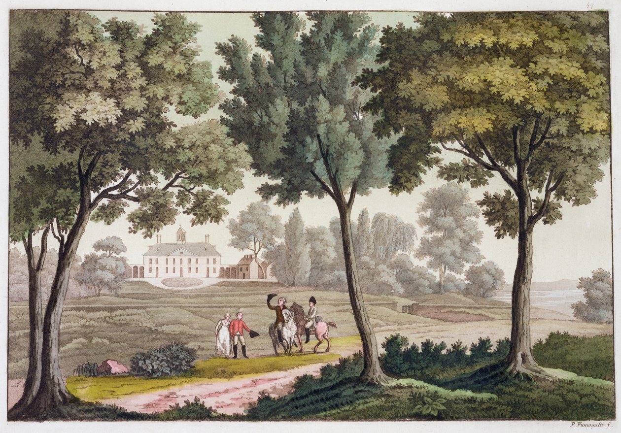 George Washingtons hus ved Mount Vernon, Virginia, USA, c1820-1839 af Paolo Fumagalli