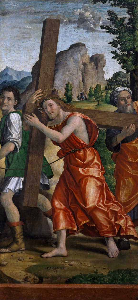 Vejen til Golgata, detaljer fra Polyptych of Passion af Paolo Cavazzola (1486-1522) af Paolo Morando Cavazzola