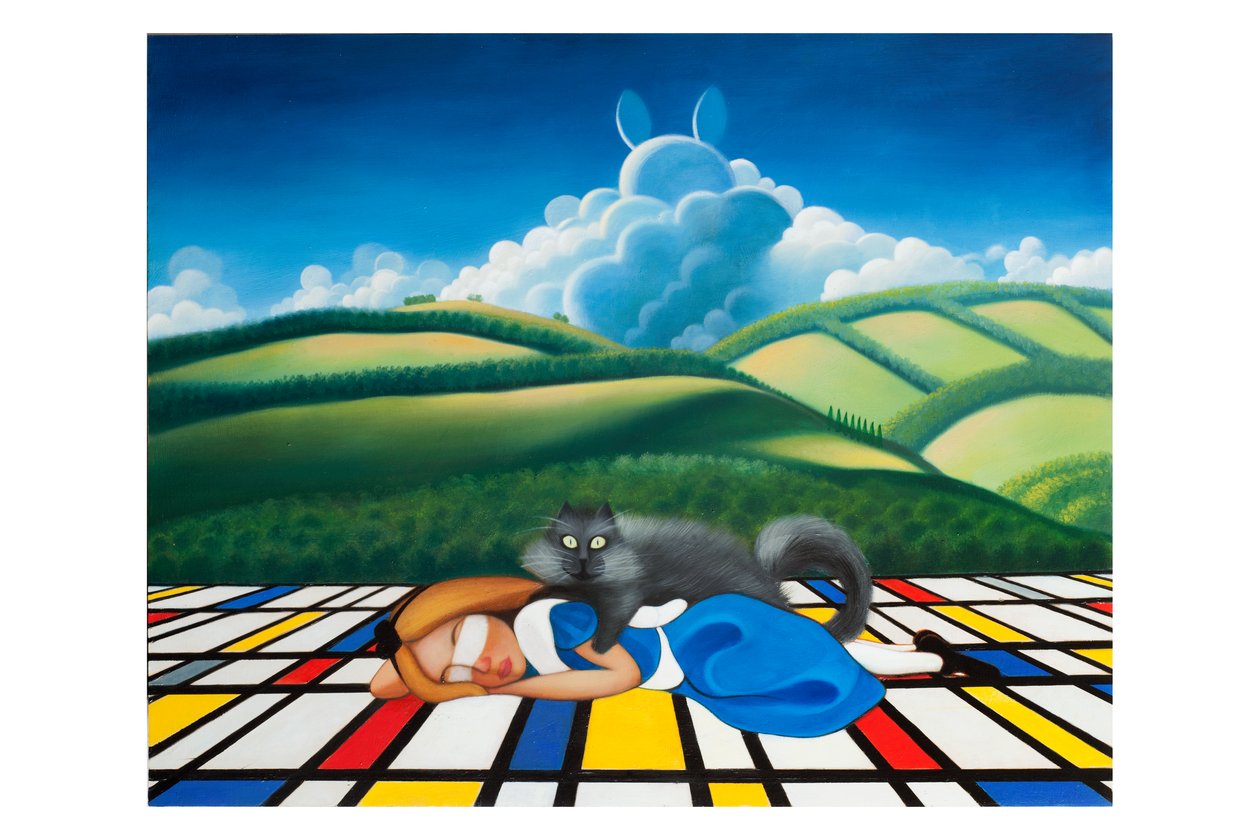 Det er tid til at vågne op, Alice, 2019 (olie på træpanel) af Paolo Perfranceschi