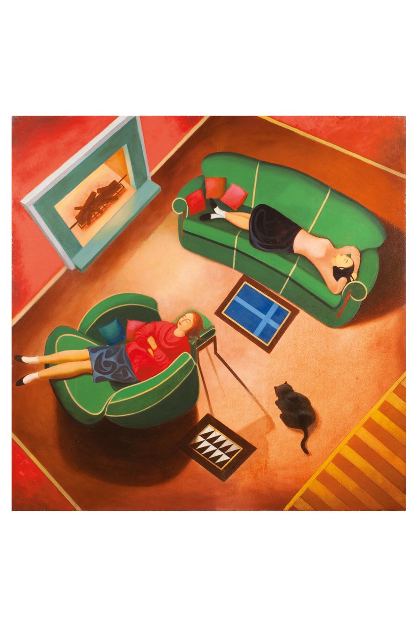 Laura og Donna, 2016 (olie på træpanel) af Paolo Perfranceschi