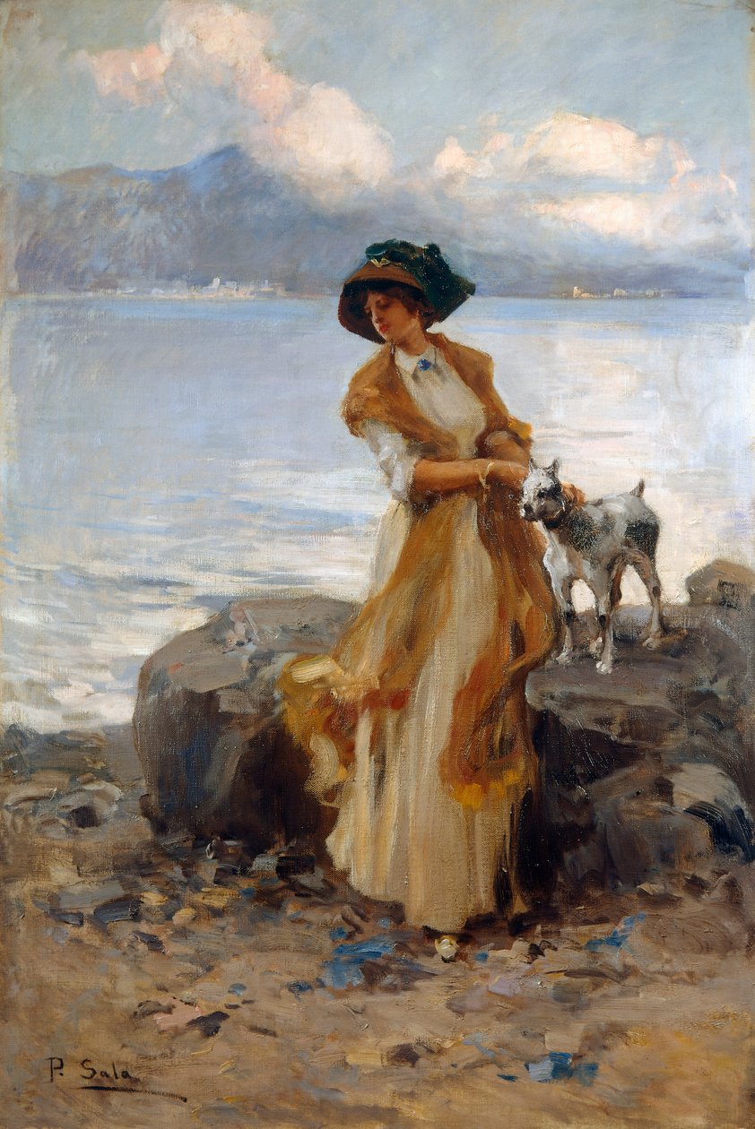 Harmony on Lake Mergozzo, af Paolo Sala (1859-1924), olie på lærred af Paolo Sala
