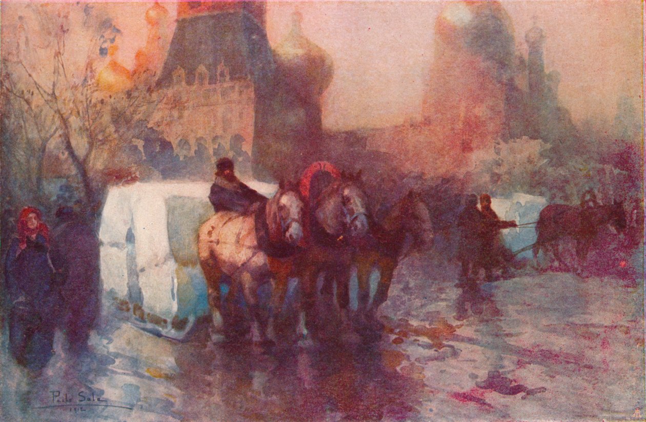 Istransport i Moskva, c1800-tallet af Paolo Sala