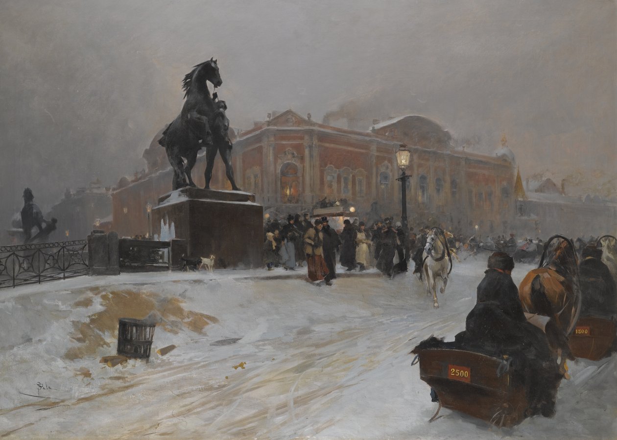 Anichkov-broen på Nevsky Prospekt i skumringen af Paolo Sala