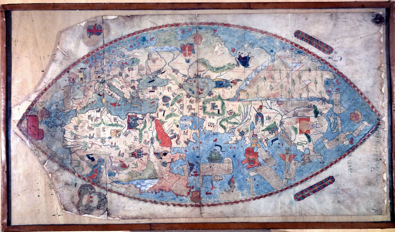 Verdenskort over Paolo Toscanelli (1397 - 1497). 1457. Dette kort repræsenterer det europæiske billede af Jorden før opdagelsen af de store kontinenter. Bibliotek Nazionale Firenze af Paolo Toscanelli