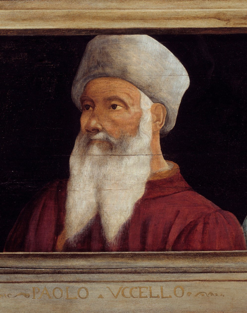 Cassone med 5 portrætter af mesteren fra den florentinske renæssance med portrættet af Paolo di Dono (1397-1475) kaldet Paolo Uccello. Indskriften nedenfor er sandsynligvis successiv. Musee du Louvre, Paris - Cassone-panel med fem portrætter o af Paolo Uccello