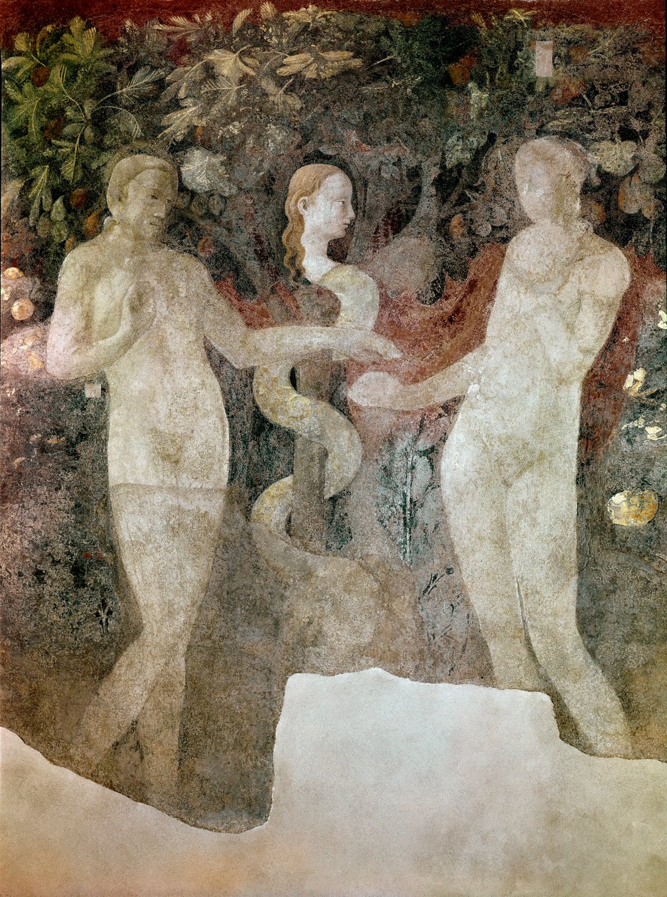 Genesis, skabelsen af eva og arvesynden (Fresco af Paolo Uccello