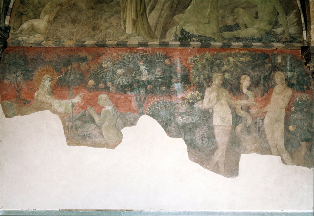 Genesis, skabelsen af eve og arvesynden - Fresco af Paolo Uccello