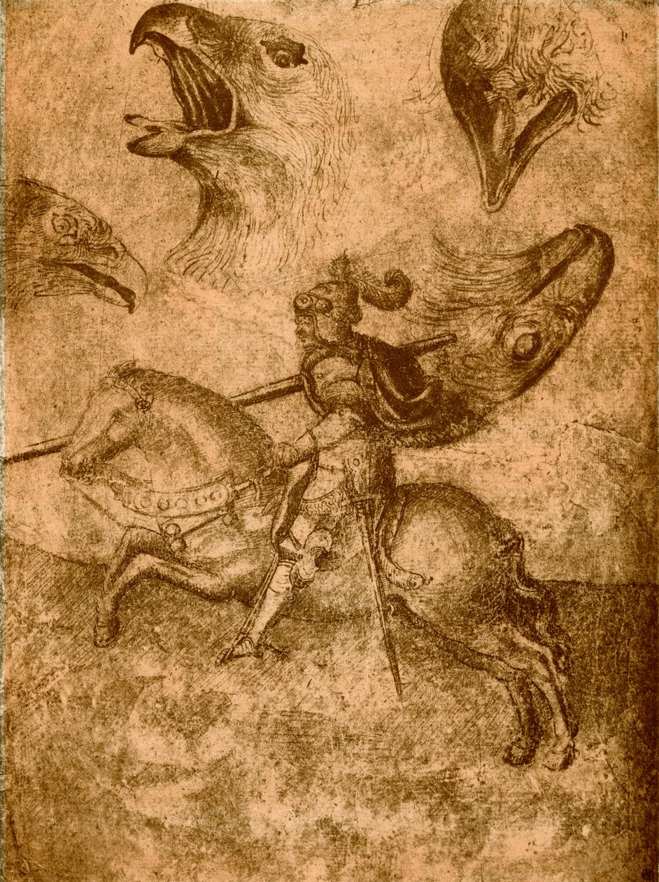 Ridder med lanse og fuglestudier af Paolo Uccello