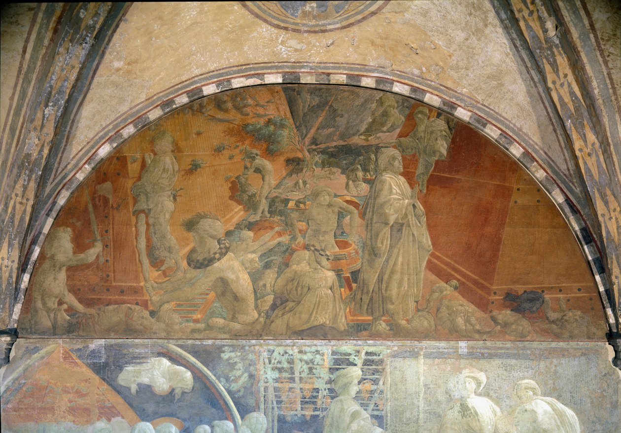 Noas liv, oversvømmelsen og fjernelse af vand - Fresco af Paolo Uccello