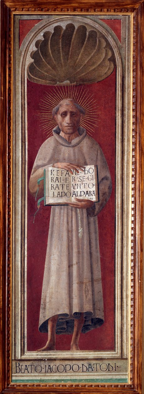 Portræt af den italienske digter og religiøse Jacopo de Benedetti dit Jacopone da Todi (ca. 1233-1306) Fresco af Paolo Uccello (Paolo di Dono) (1397-1475) 1435-1440 Dim 181x59 cm Prato, Museo del Opera del Duomo af Paolo Uccello