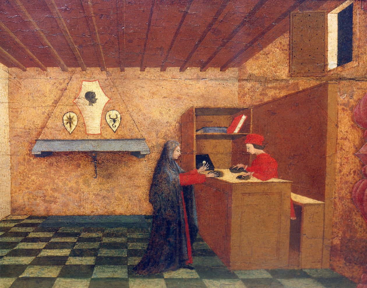 Predella of Miracle of Profaned Host af Paolo Uccello (1397-1475), 42x351 cm, detalje af Paolo Uccello