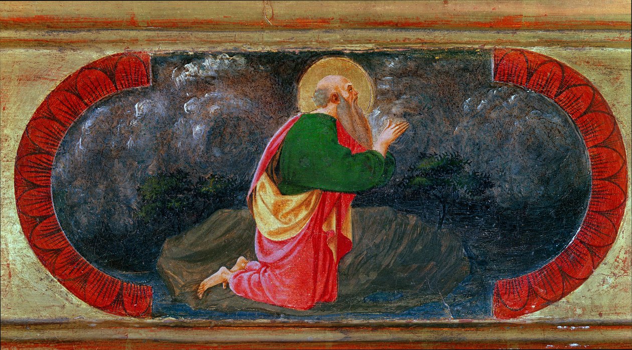 Sankt Johannes i Patmos. Maleri af Paolo di Dono dit Paolo Uccello (1397-1475) af Paolo Uccello