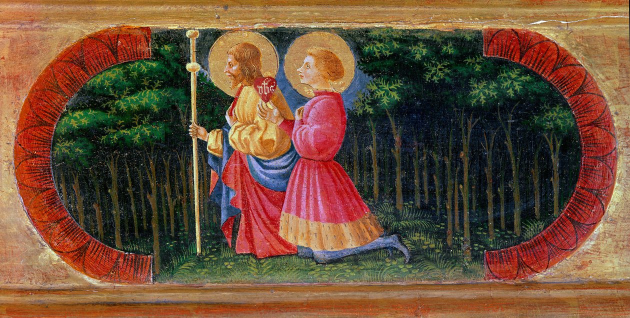 De hellige James og Ansano beder. Maleri af Paolo di Dono dit Paolo Uccello (1397-1475) af Paolo Uccello