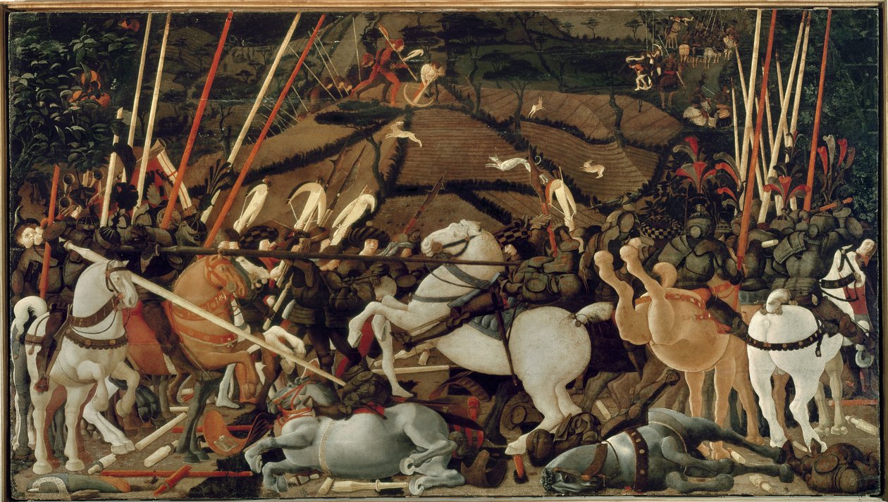Slaget ved San Romano i 1432: The Unseating of Bernardino della Carda af Paolo Uccello