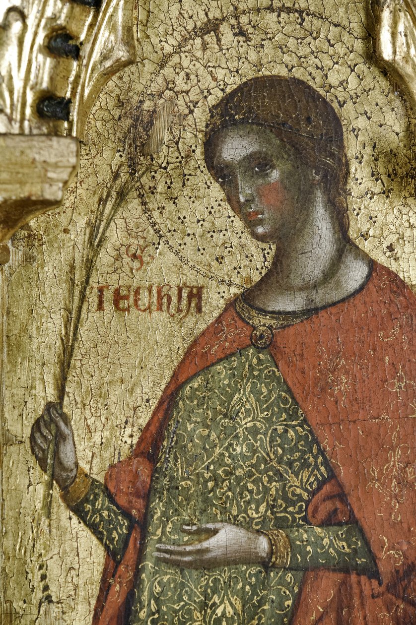 St Thecla, detalje fra 1630100 Polyptykon om korsfæstelsen med hellige af Paolo Veneziano