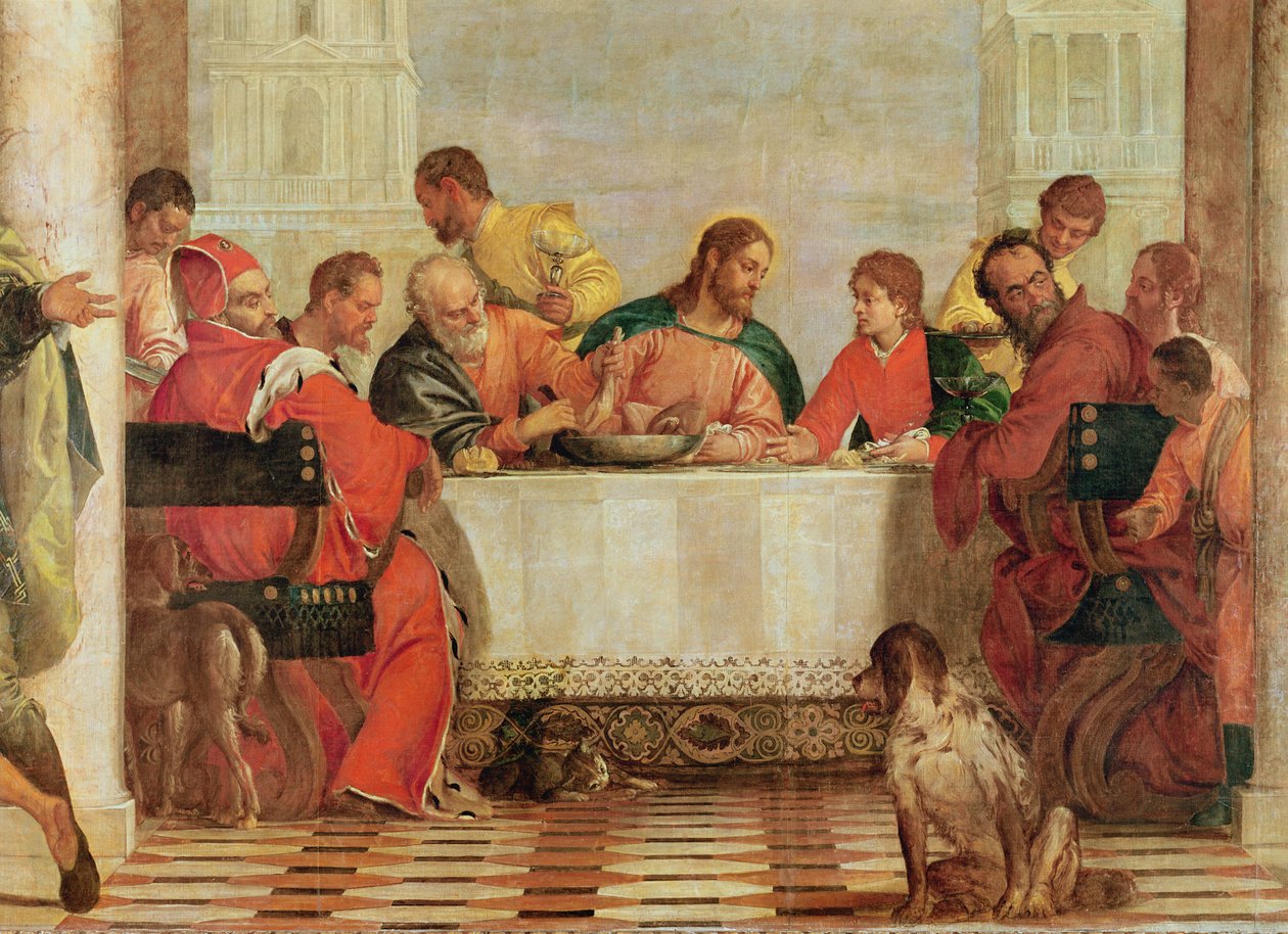 Detalje af festen i huset af Levi, 1573 (detalje af 227605) af Paolo Veronese