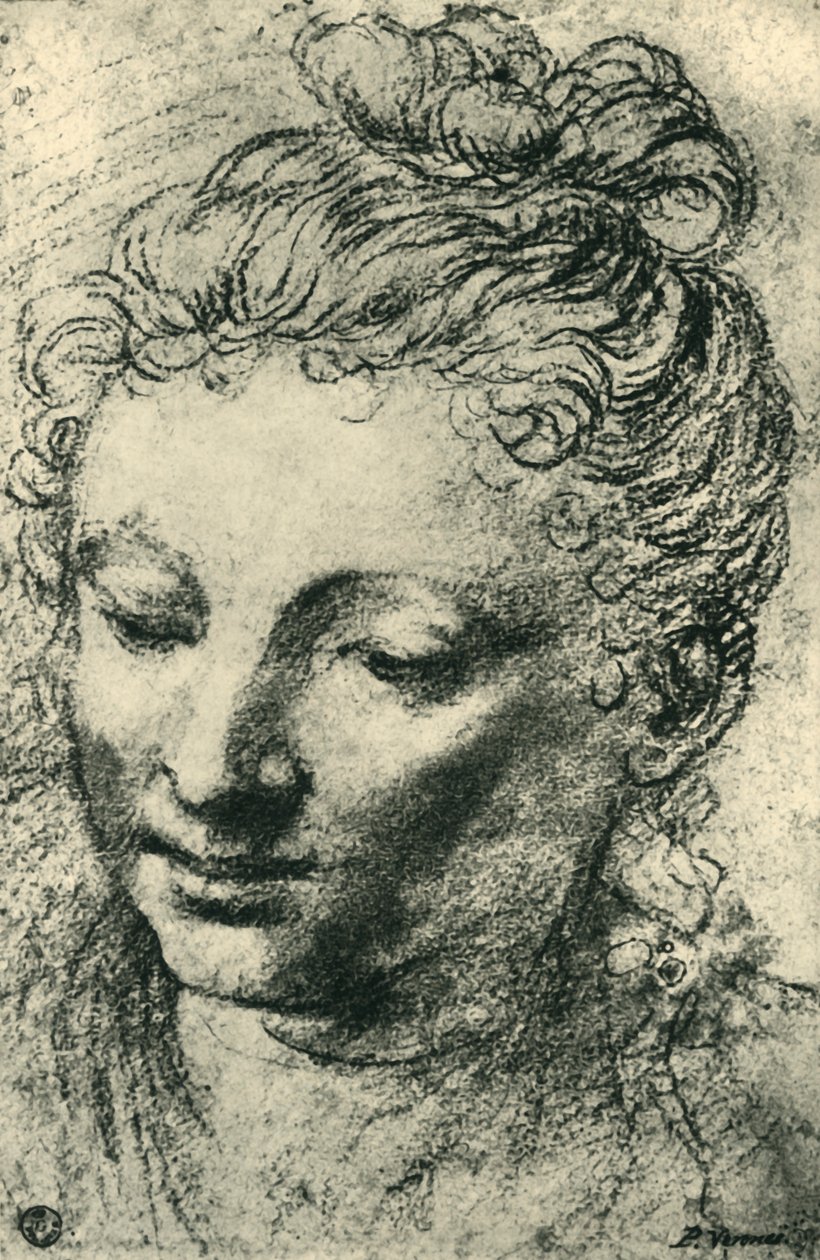 Hoved af en kvinde, der kigger ned, midten af det 16. århundrede, 1943. af Paolo Veronese