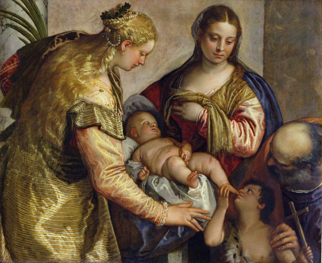 Den hellige familie med den hellige Barbara, ca. 1550 af Paolo Veronese