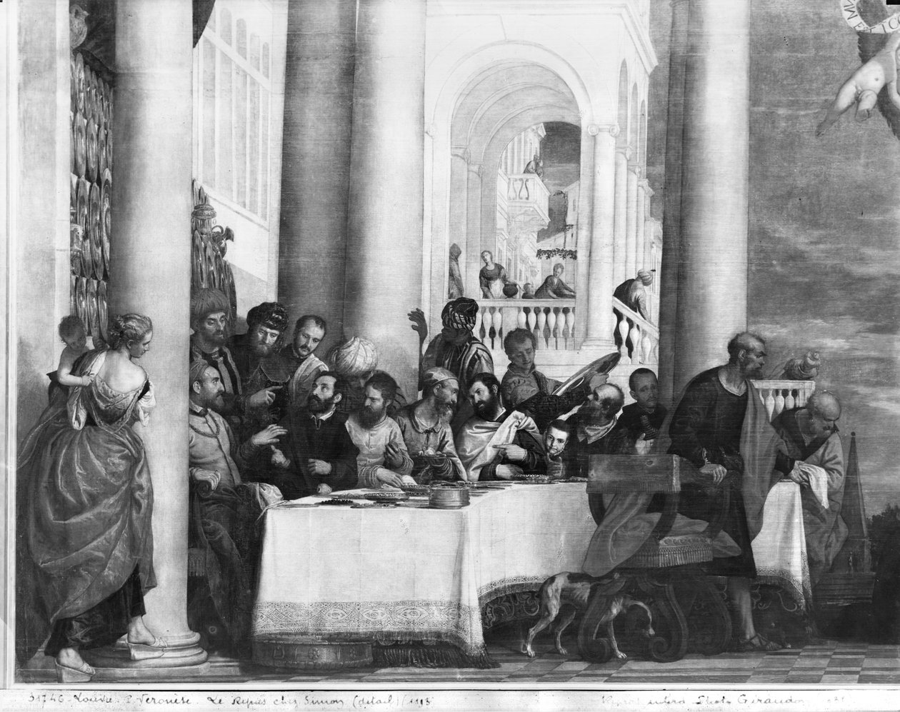 Måltidet i farisæeren Simons hus, detalje på venstre side, 1570 af Paolo Veronese