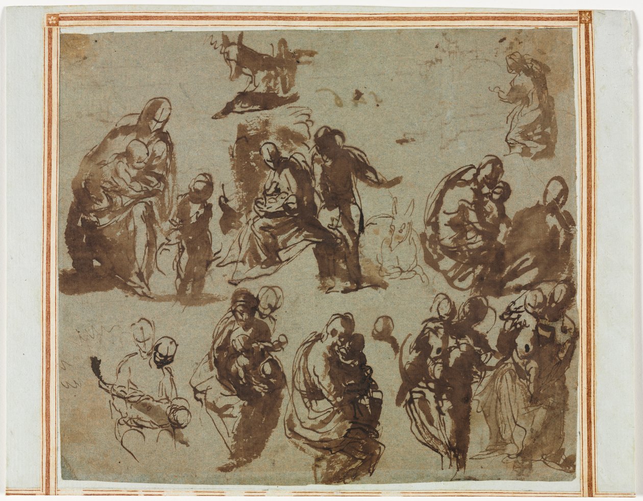 Forskellige skitser af Madonnaen og barnet (recto) af Paolo Veronese