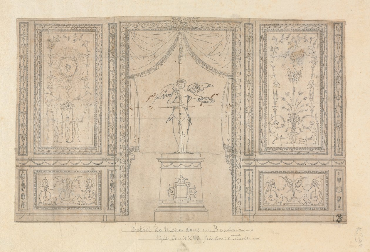 Statue af Amor i en murniche, slutningen af det 18. århundrede. af Paolo Vincenzo Bonomini