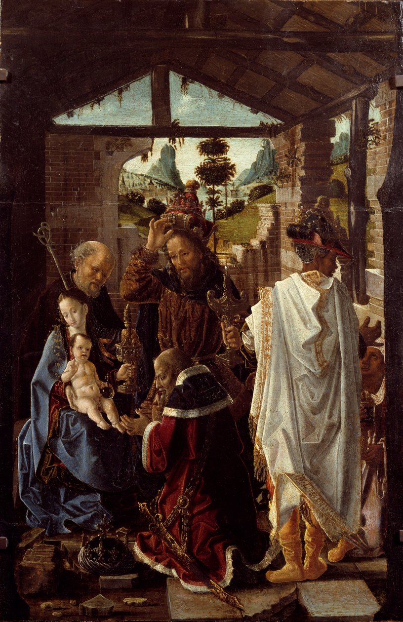 Tilbedelse af Magi. (olie på træ, omkring 1582) af Paolo de San Leocadio