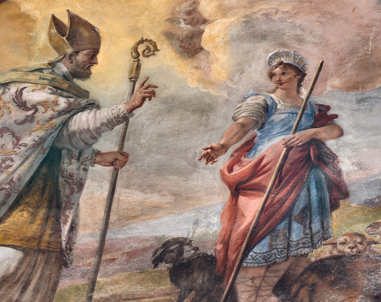 Fresker af Paolo de Matteis dateret 1714 på hvælvingen og på trommen, der skildrer helgenens liv, San Cataldo-kapellet i katedralen, Taranto, Italien (foto) af Paolo di Matteis