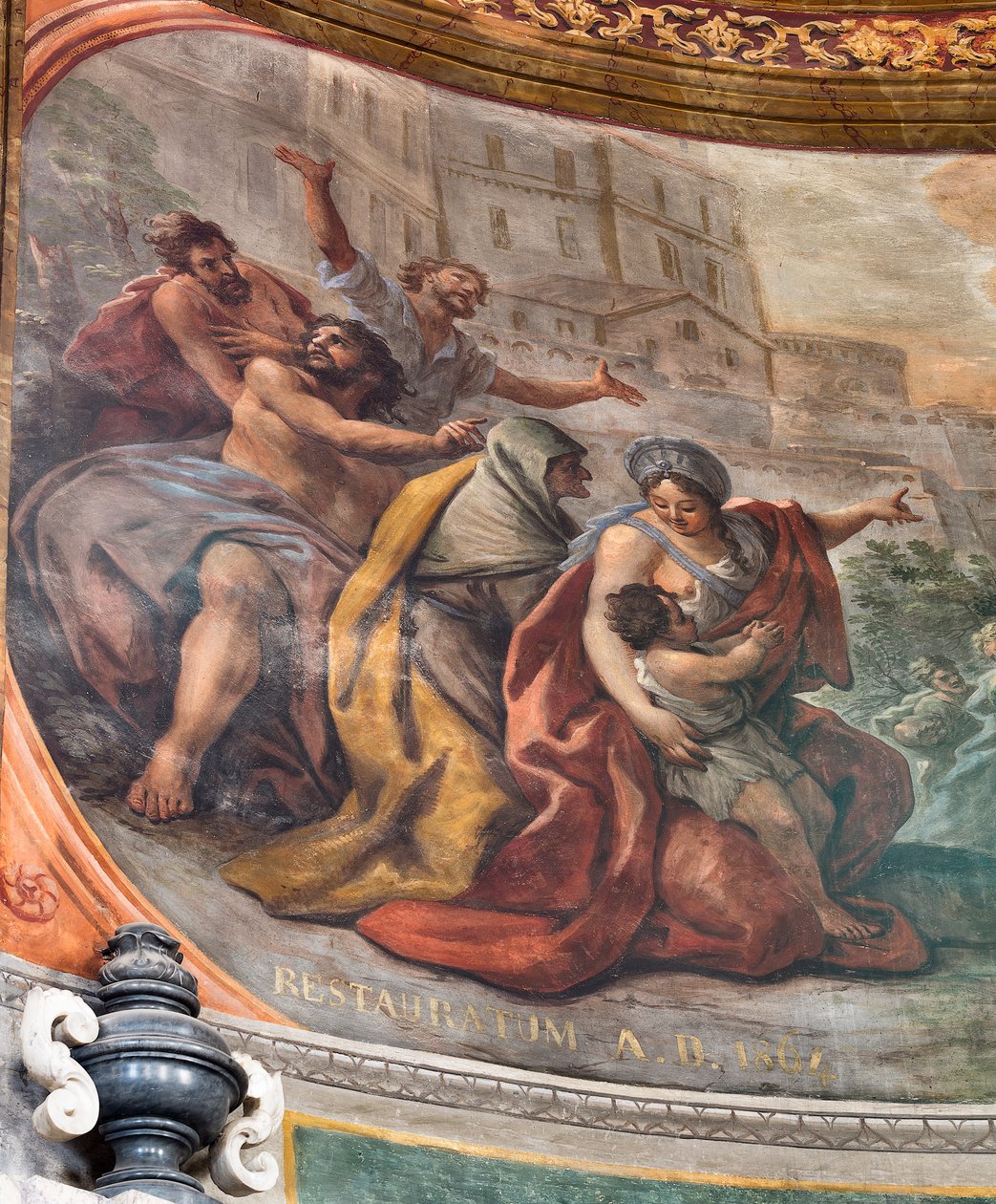 Fresker af Paolo de Matteis dateret 1714 på hvælvingen og på trommen, der skildrer helgenens liv, San Cataldo-kapellet i katedralen, Taranto, Italien (foto) af Paolo di Matteis