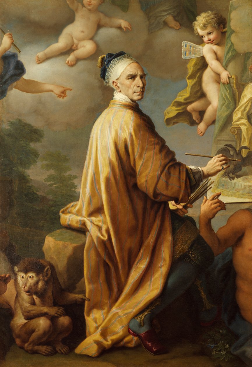 Omakuva Rastadtin rauhaa maalattaessa, Paolo de Matteis (1662-1728), öljy kankaalle af Paolo di Matteis