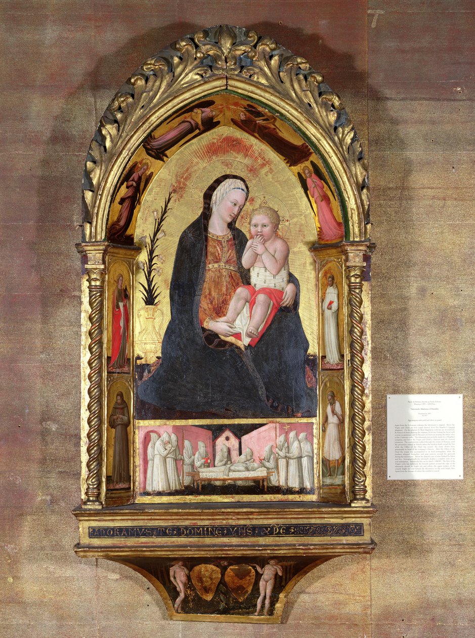 Ydmyghedens jomfru med engle og hellige, ca. 1440 (tempera med guld på panel) af Paolo di Stefano Badaloni Schiavo