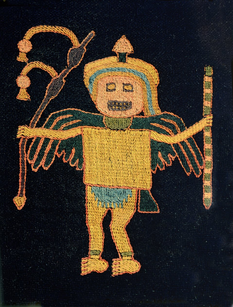 Detalje af et stykke uldstof tekstil af Paracas Culture