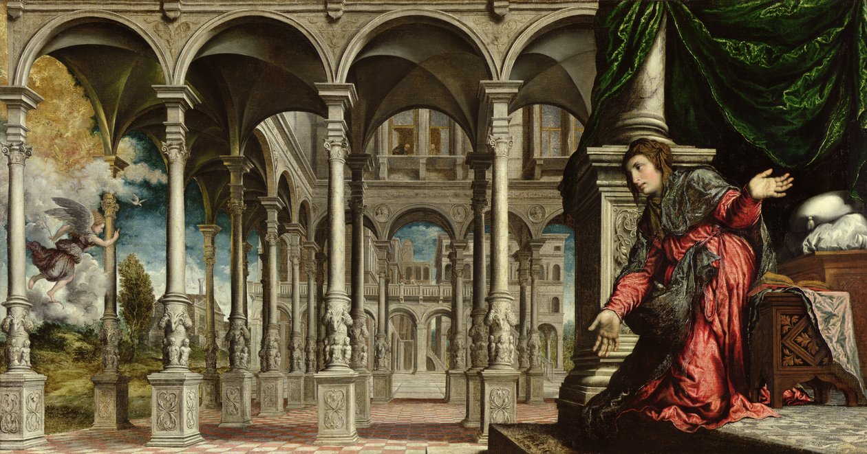 The Annunciation, 1545-50 (for detaljer se 89724) af Paris Bordone