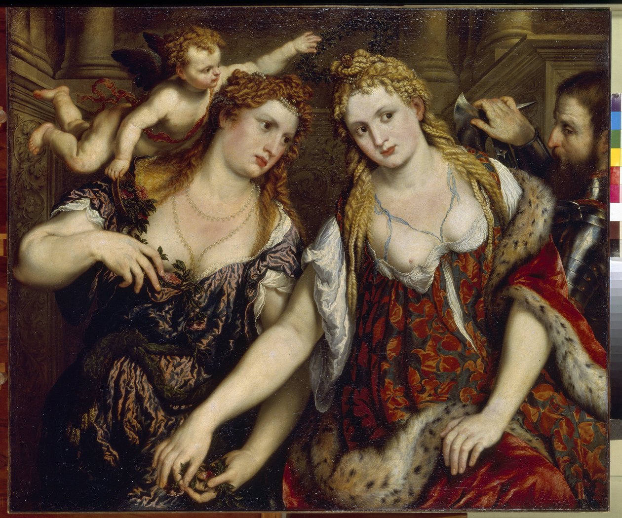Flora, Venus, Mars og Amor (Flora, Venus, Mars og Amor). Maleri af Paris Bordone (1500-1571), olie på lærred, ca. 1550. Italiensk kunst (Venedig) af Paris Bordone