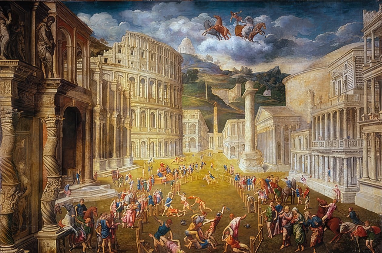 Gladiatorkamp. Omkring 1560 af Paris Bordone