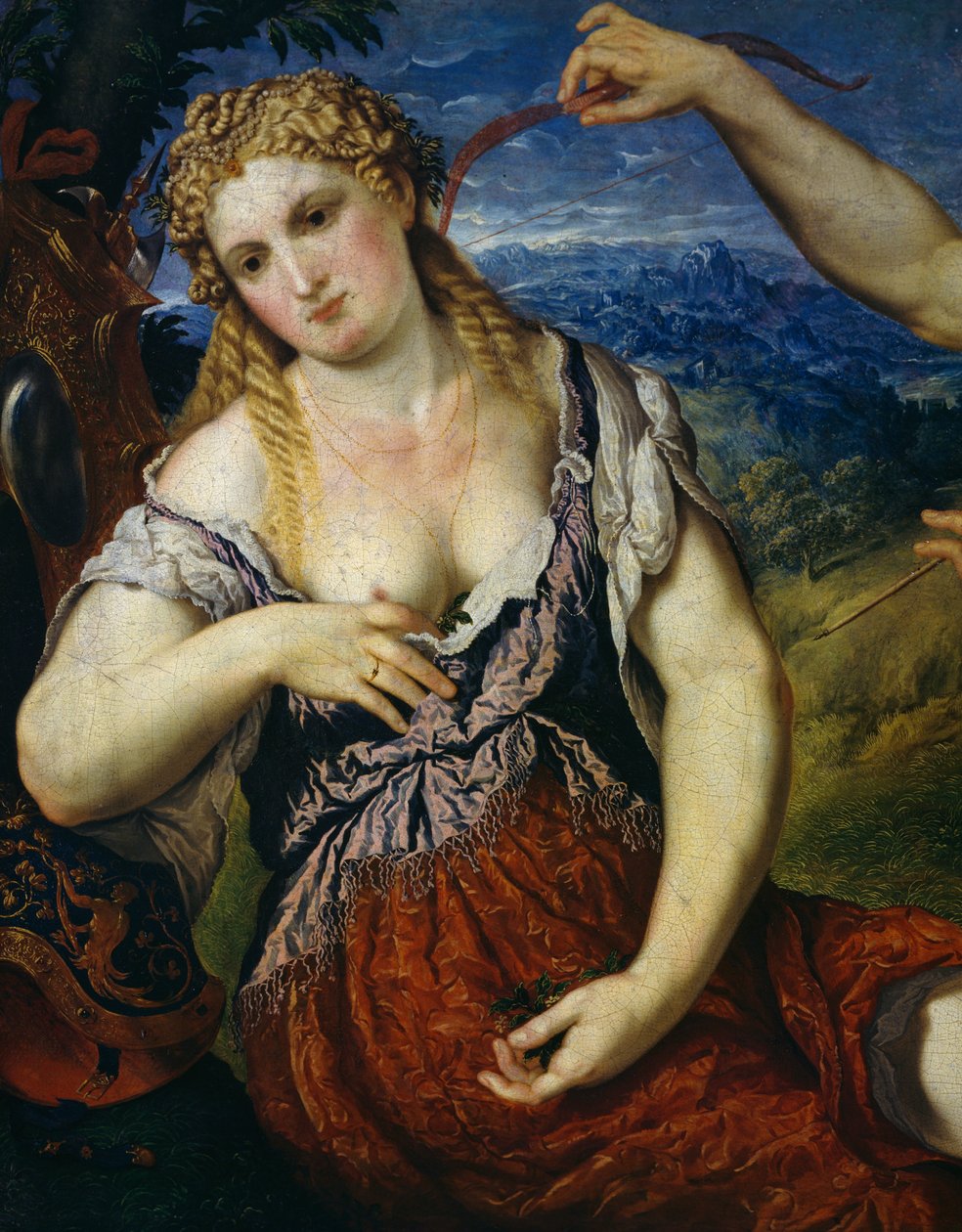 Venus, detalje fra Venus, Flora, Mars og Amor (Allegori) af Paris Bordone