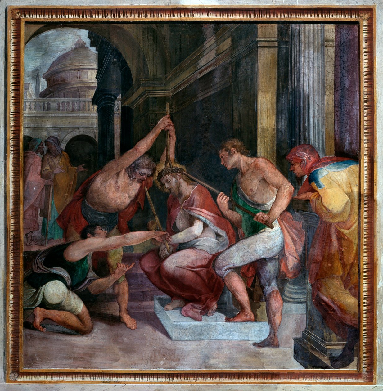 Kristi lidenskab, Jesus er kronet med torne (Fresco af Paris Nogari