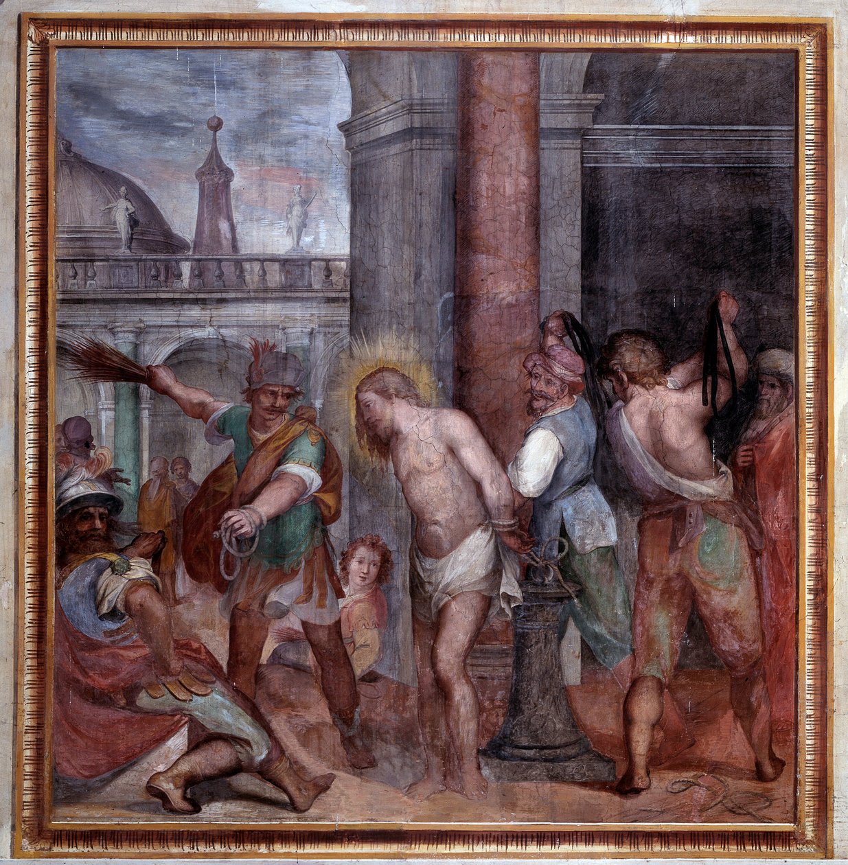Kristi lidenskab, Jesu prygl (Fresco af Paris Nogari