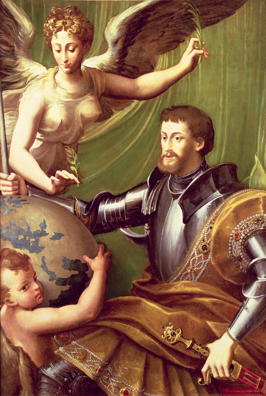 Kejser Karl V (1500-58) Modtager verden, c.1529 af Parmigianino