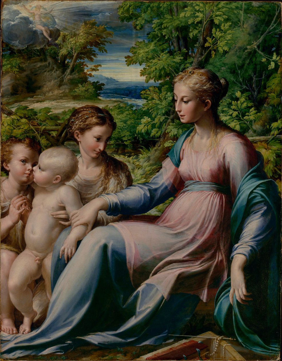 Parmigianino - Jomfru og barn med Johannes Døberen og Maria Magdalena af Parmigianino