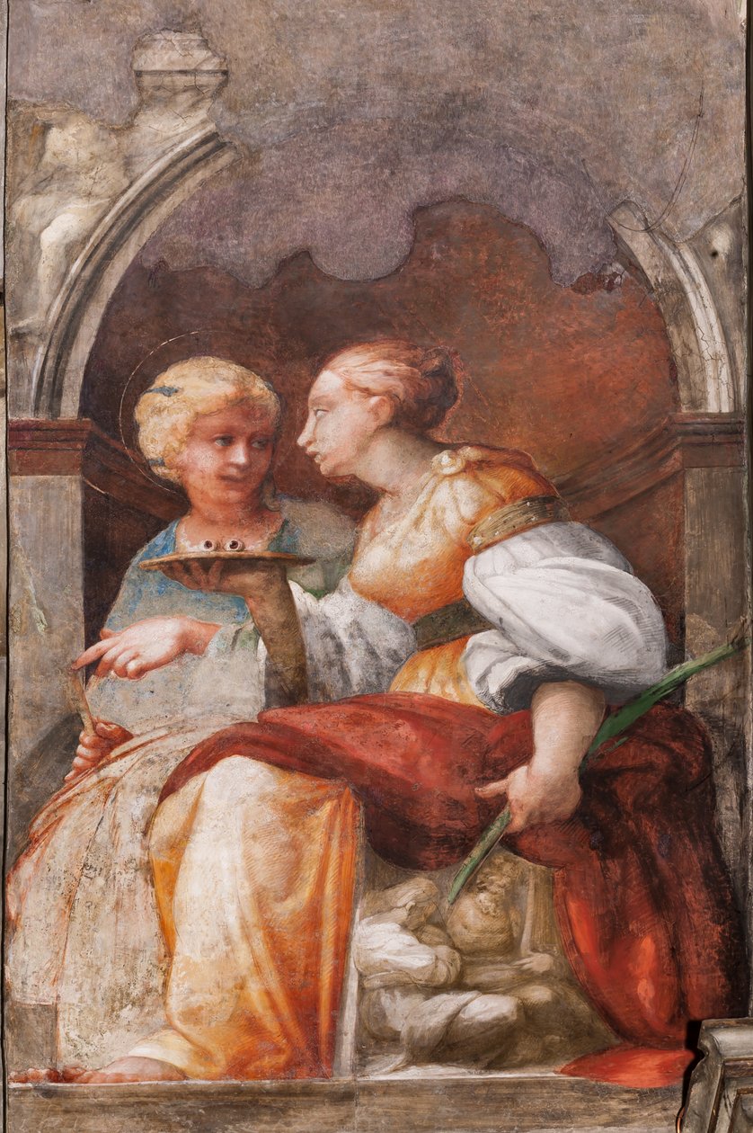 St. Lucy og St. Apollonia, ca. 1523 (fresco) af Parmigianino